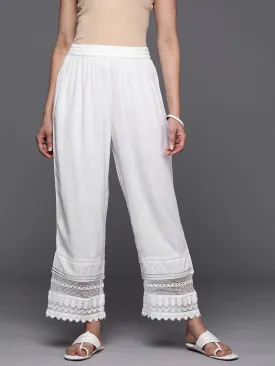 Varanga White Colored Silk Ethnic Palazzos
