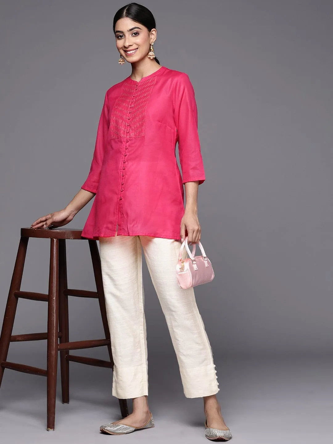 Varanga Women Off-White Colored Silk Ethnic Palazzos