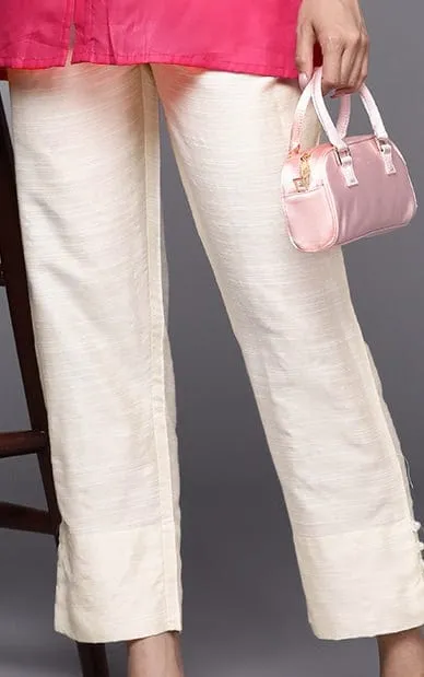 Varanga Women Off-White Colored Silk Ethnic Palazzos