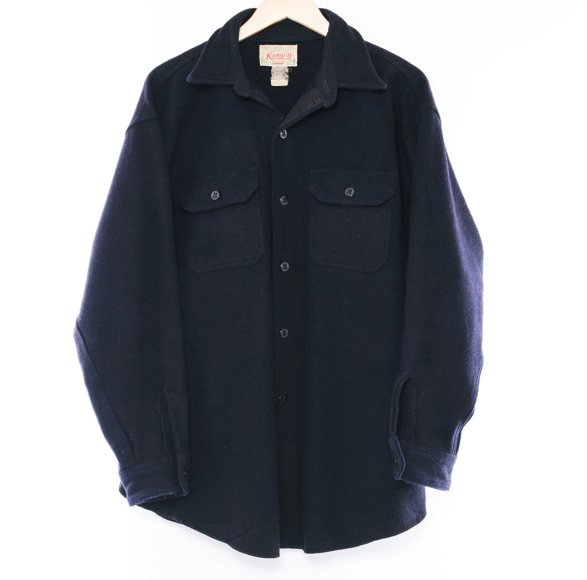 VINTAGE USN US NAVY CPO  KAMP-IT FLANNEL SHIRT 1960'S