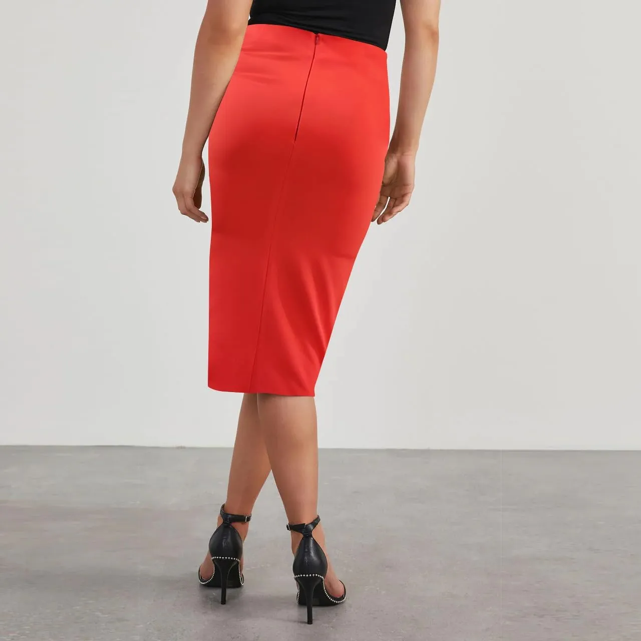 Wear to Work Pencil Skirts for Women Twist Front Elastic High Waist Split Thigh Business Skirt