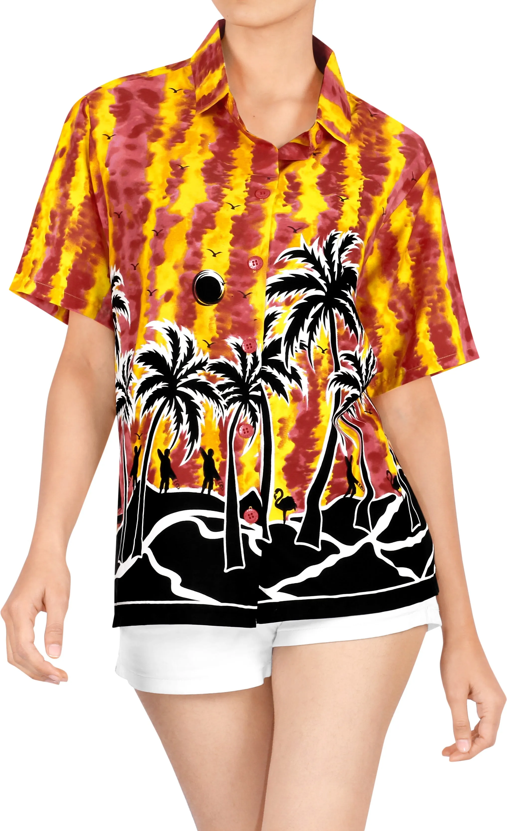 Women Hawaiian Shirt Beach Blouses Tank Top Aloha Casual Holiday Regular Fit