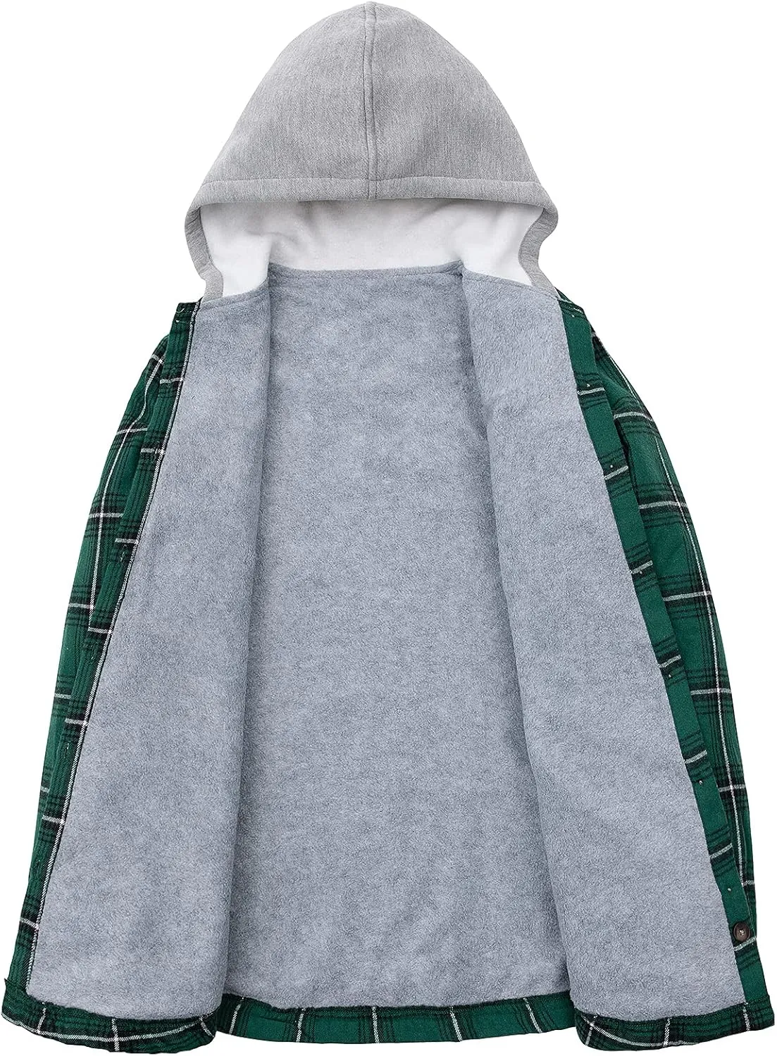 Womens Fleece Hooded Flannel Shirts Plaid Button Down Flannel Shirt Hoodie Jacket with Pockets