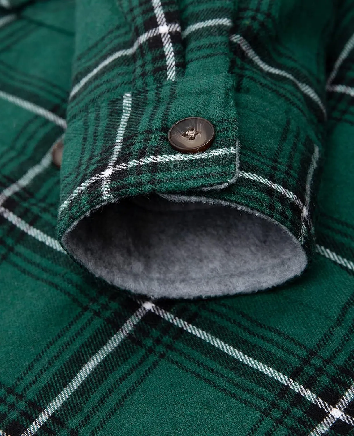 Womens Fleece Hooded Flannel Shirts Plaid Button Down Flannel Shirt Hoodie Jacket with Pockets