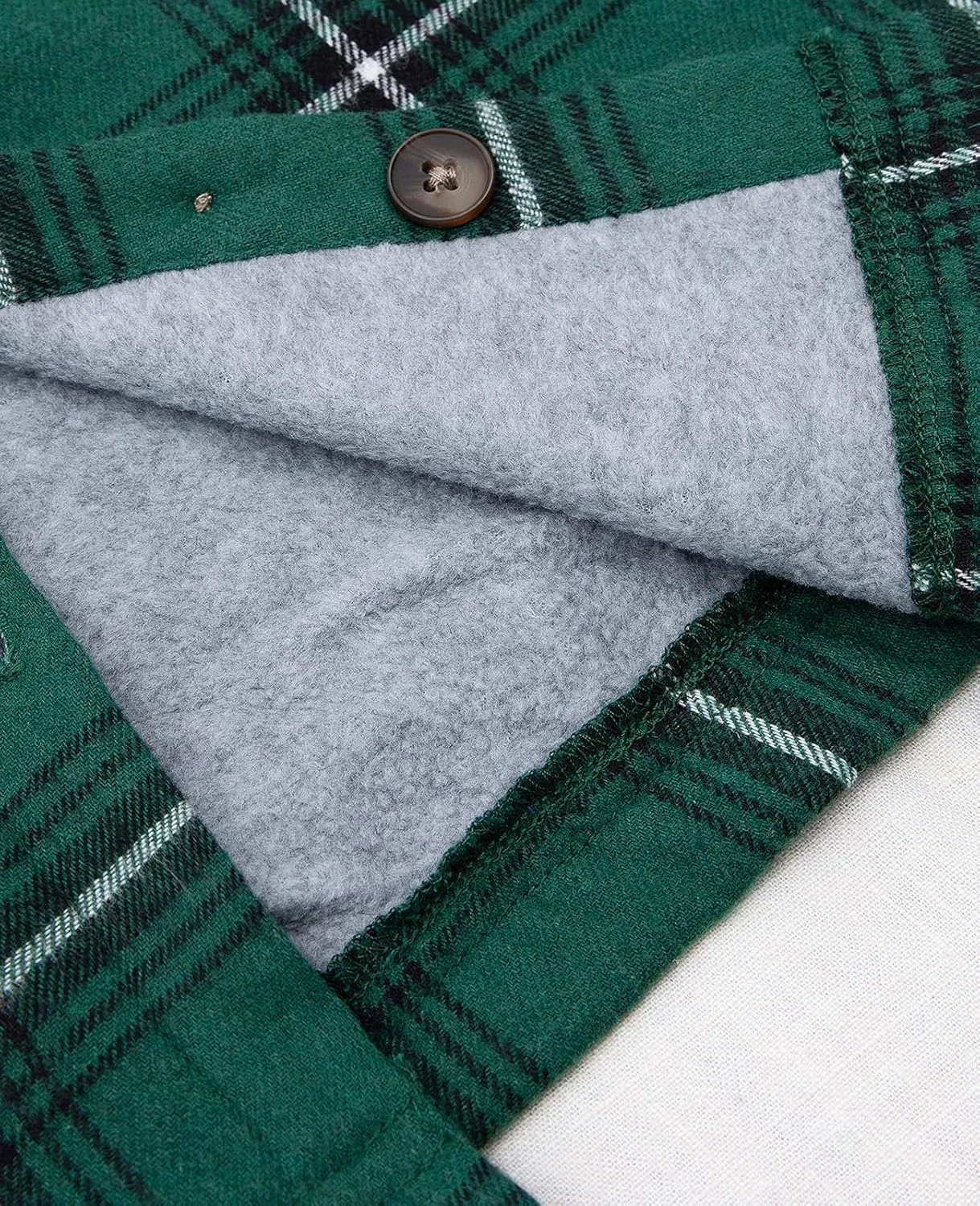 Womens Fleece Hooded Flannel Shirts Plaid Button Down Flannel Shirt Hoodie Jacket with Pockets