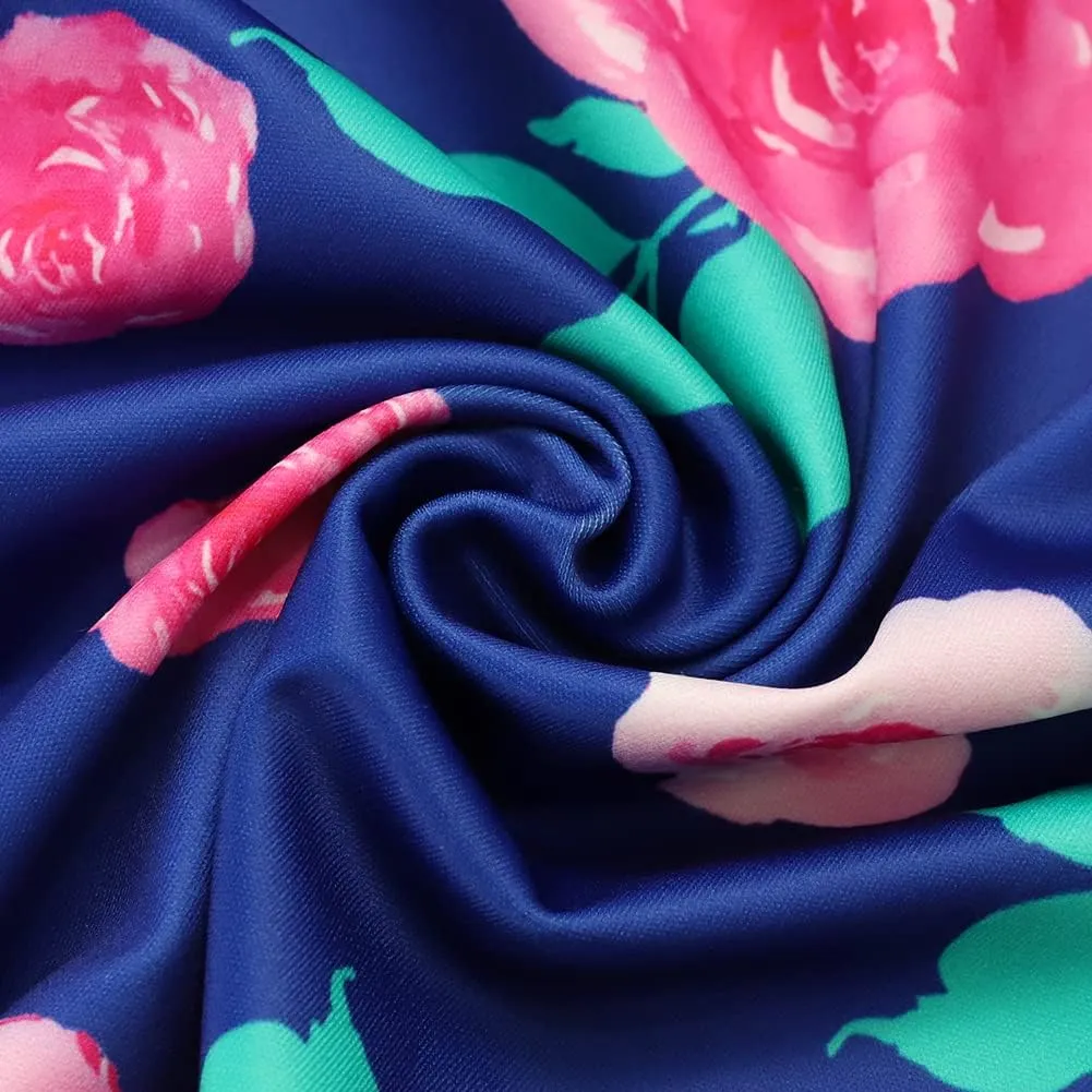 Womens Floral Print Cocktail Off Shoulder Belted Work Midi Pencil Dress