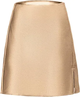 Women's Mini Skirt Satin High Waisted Sexy Slit Front Silk Casual A-Line Elastic Waistband Short Skirts