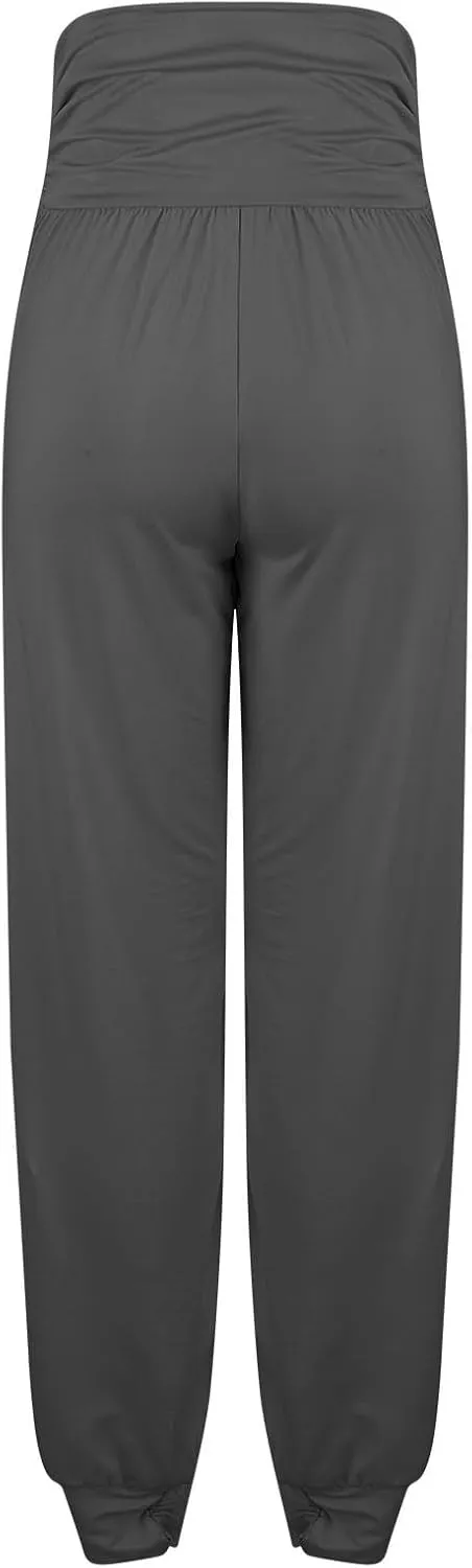Women's Solid Color Jogger Pants Lightweight Elastic Waisted Pleated Pants with Pocket Running Casual Outdoor Pants
